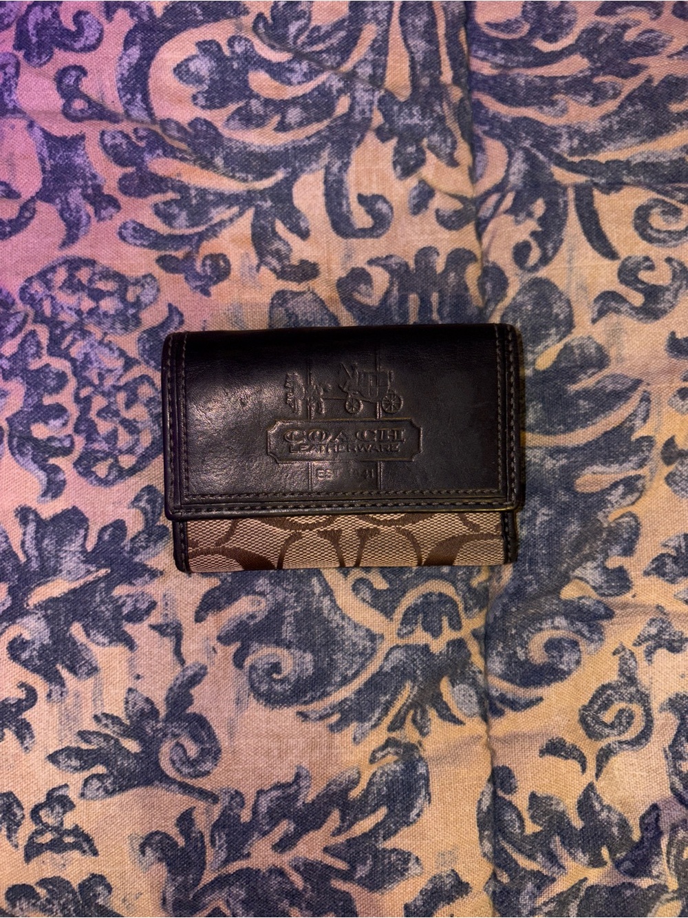 Coach Signature Card Case Wallet - Brown and Black